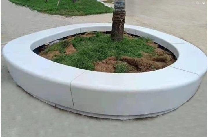 Ghiveci urban oval cu banca 465.1xx394.6x50 cm