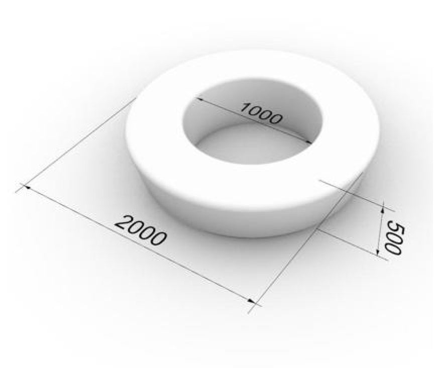 Ghiveci urban round cu banca D200xH50 cm