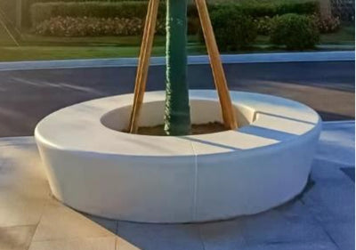 Ghiveci urban round cu banca D200xH50 cm