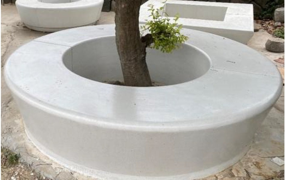 Ghiveci urban round cu banca D225xH50 cm