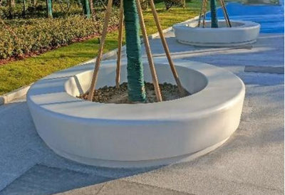 Ghiveci urban round cu banca D250xH50 cm