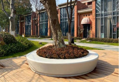 Ghiveci urban round cu banca D270xH50 cm