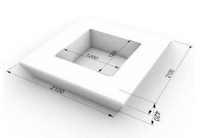 Ghiveci urban square cu banca 210x210x42cm