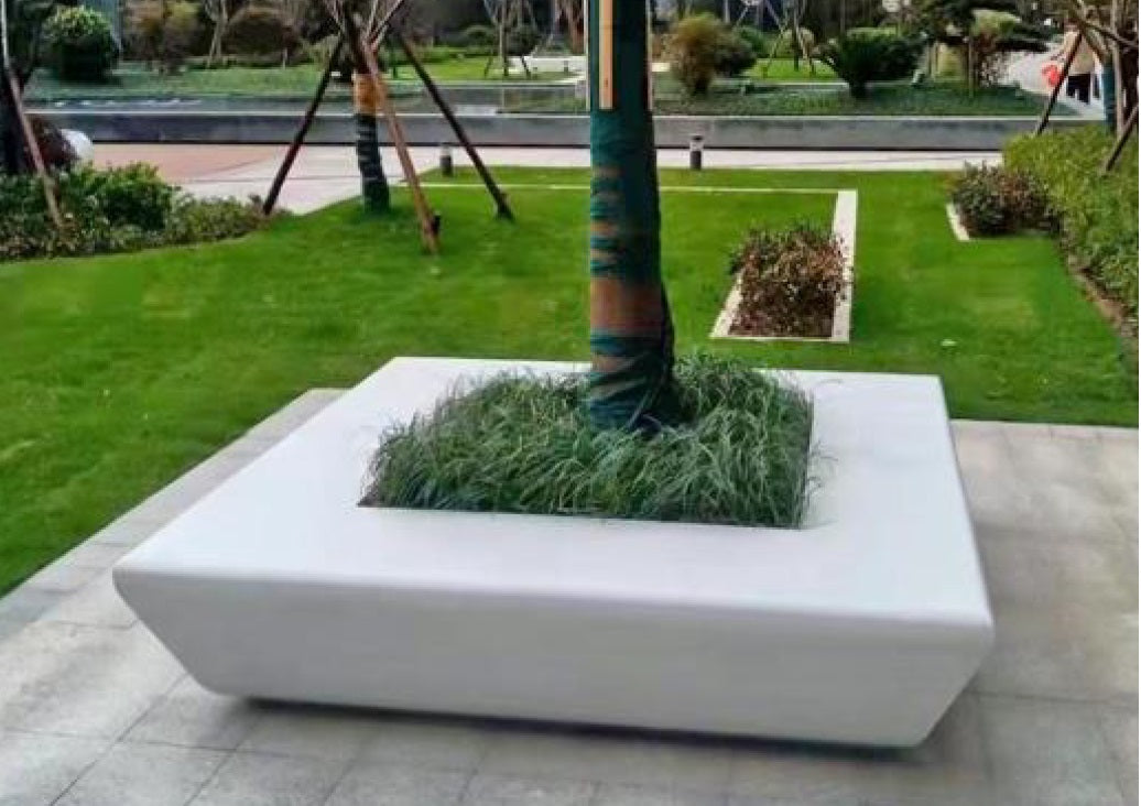 Ghiveci urban square cu banca 210x210x42cm