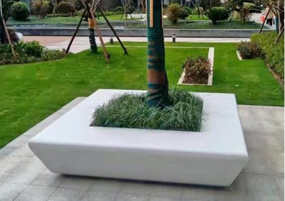 Ghiveci urban square cu banca 210x210x42cm