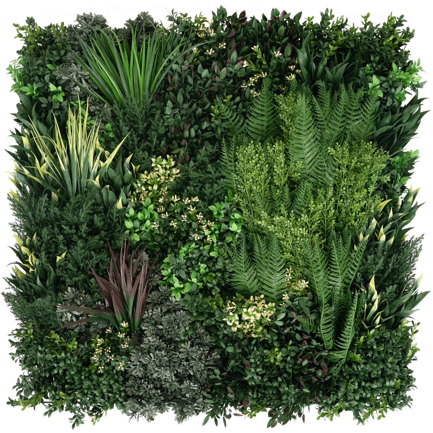 Gradina verticala din plante artificiale 80x80 cm (UV+FR)cu rezistenta la foc pentru interior si exterior