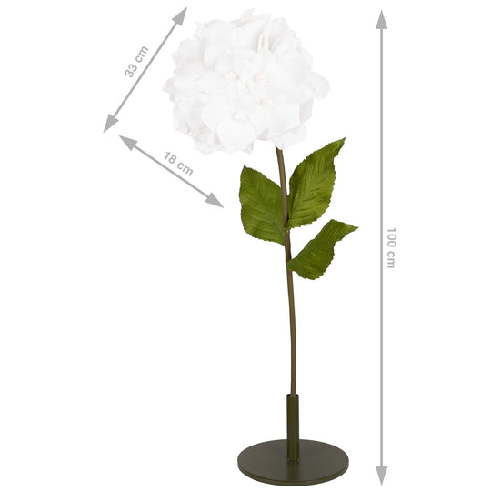 Hortensie artificiala D33xH100 cm alba cu tulpina gigant fara suport
