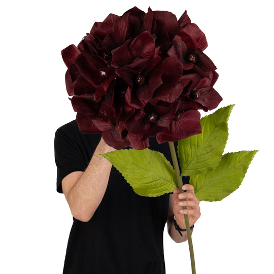 Hortensie artificiala D33xH100 cm burgundy cu tulpina gigant fara suport