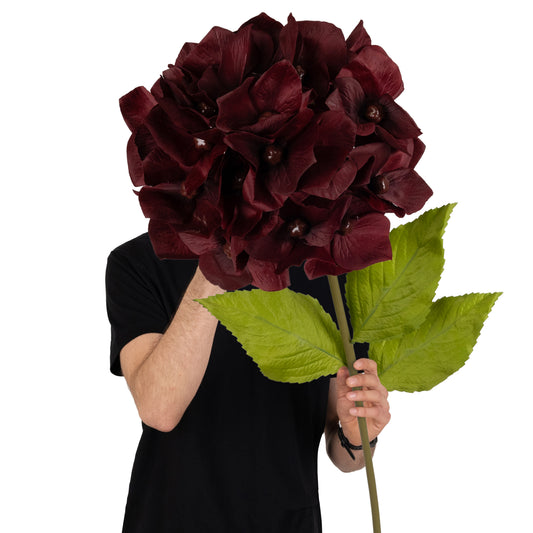 Hortensie artificiala D33xH100 cm burgundy cu tulpina gigant fara suport