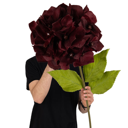 Hortensie artificiala D33xH100 cm burgundy cu tulpina gigant fara suport