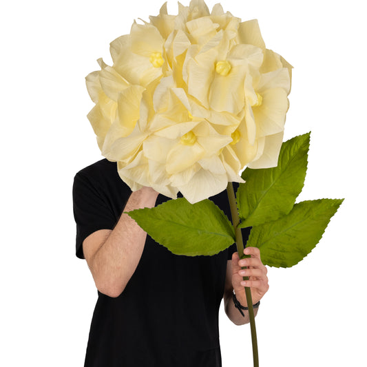 Hortensie artificiala D33xH100 cm galbena cu tulpina gigant fara suport