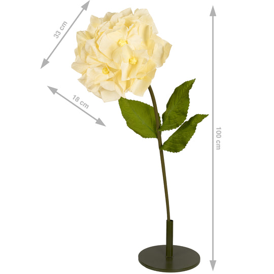 Hortensie artificiala D33xH100 cm galbena cu tulpina gigant fara suport