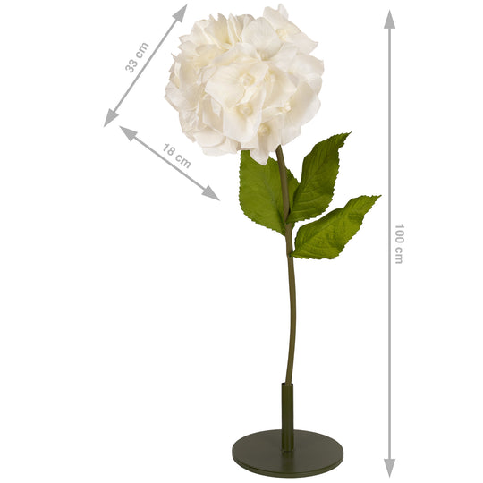Hortensie artificiala D33xH100 cm ivory cu tulpina gigant fara suport