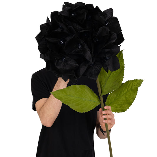 Hortensie artificiala D33xH100 cm neagra cu tulpina gigant fara suport