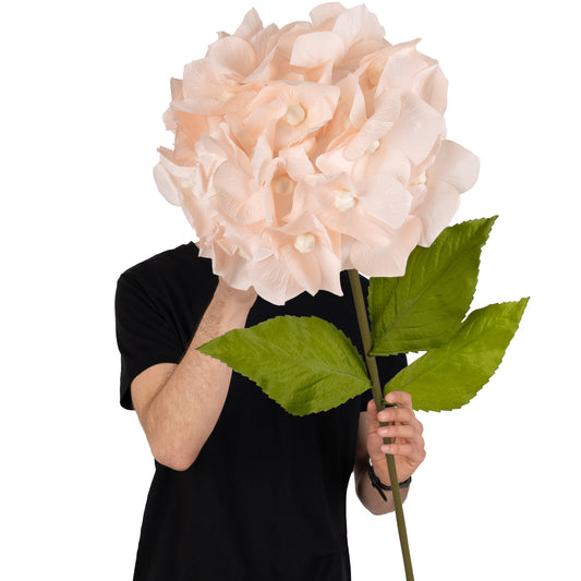 Hortensie artificiala D33xH100 cm piersica cu tulpina gigant fara suport