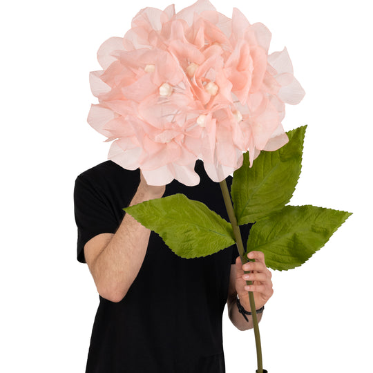 Hortensie artificiala D33xH100 cm piersica cu tulpina gigant L fara suport