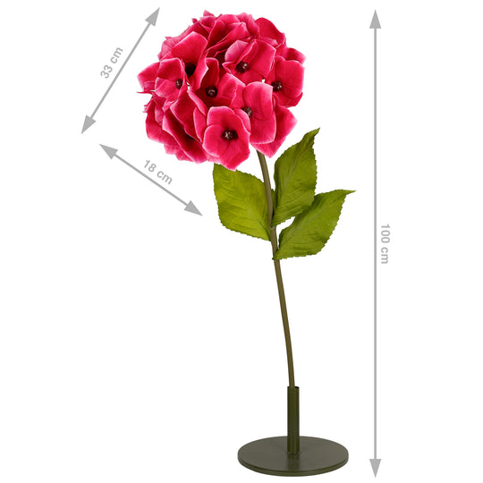 Hortensie artificiala D33xH100 cm roz cyclame cu tulpina gigant fara suport