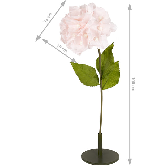 Hortensie artificiala D33xH100 cm roz pal cu tulpina gigant fara suport