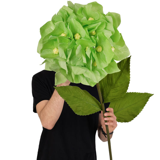 Hortensie artificiala D33xH100 cm verde cu tulpina gigant fara suport