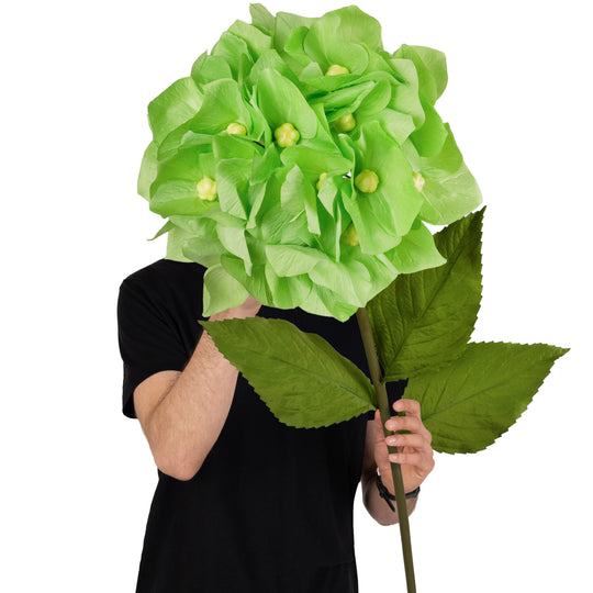 Hortensie artificiala D33xH100 cm verde cu tulpina gigant fara suport