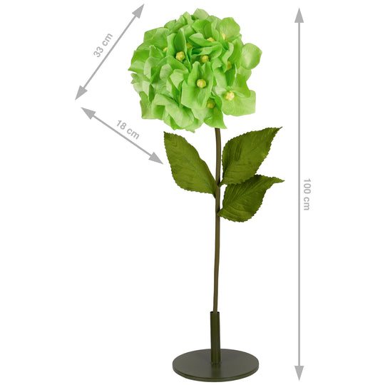 Hortensie artificiala D33xH100 cm verde cu tulpina gigant fara suport