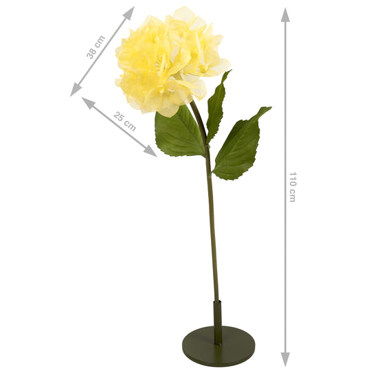 Hortensie artificiala D38xH110 cm galbena cu tulpina gigant XL fara suport