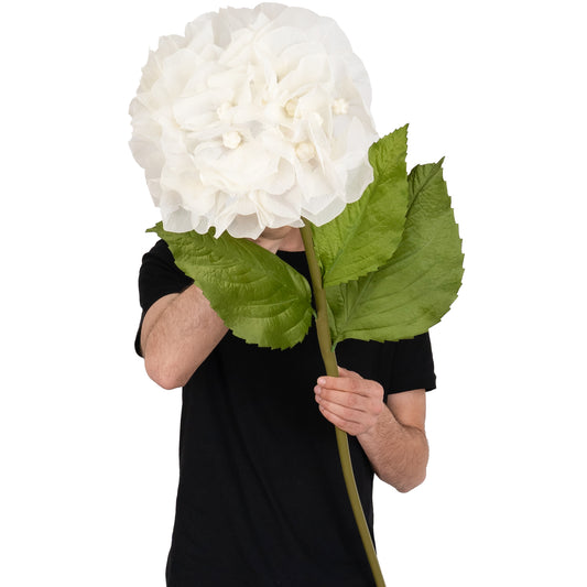 Hortensie artificiala D38xH110 cm ivory cu tulpina gigant XL fara suport