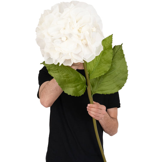 Hortensie artificiala D38xH110 cm ivory cu tulpina gigant XL fara suport