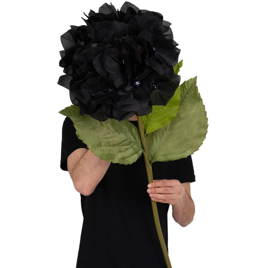 Hortensie artificiala D38xH110 cm neagra cu tulpina gigant XL fara suport