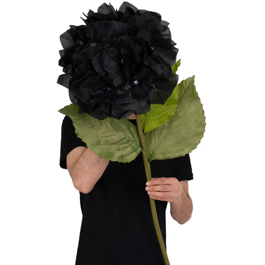 Hortensie artificiala D38xH110 cm neagra cu tulpina gigant XL fara suport