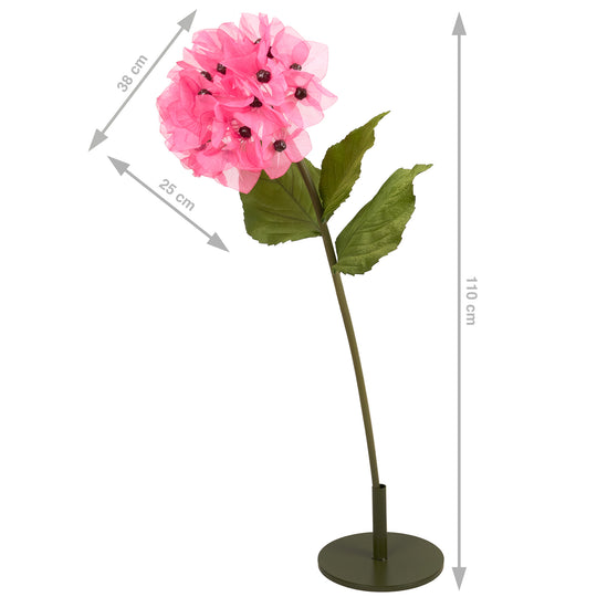 Hortensie artificiala D38xH110 cm roz cyclame cu tulpina gigant XL fara suport
