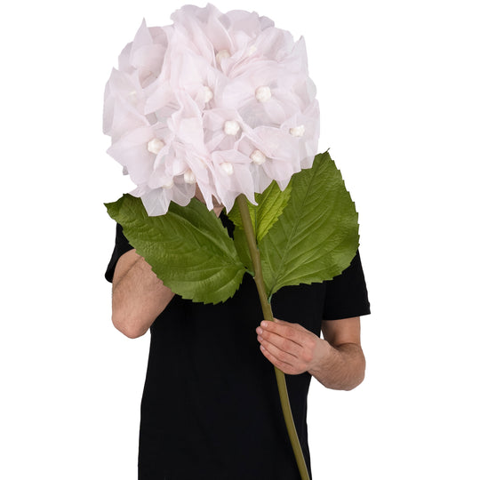 Hortensie artificiala D38xH110 cm roz pal cu tulpina gigant XL fara suport