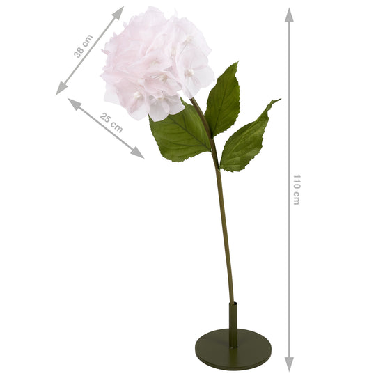 Hortensie artificiala D38xH110 cm roz pal cu tulpina gigant XL fara suport