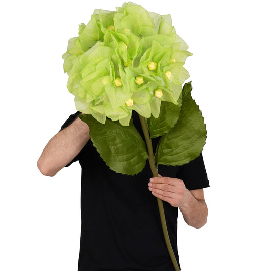 Hortensie artificiala D38xH110 cm verde cu tulpina gigant XL fara suport