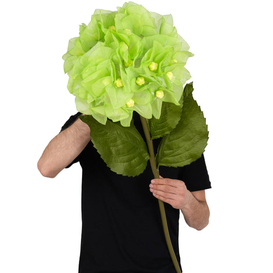 Hortensie artificiala D38xH110 cm verde cu tulpina gigant XL fara suport
