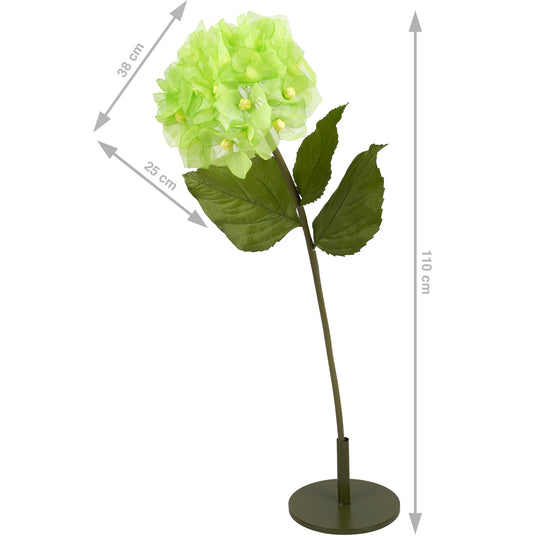 Hortensie artificiala D38xH110 cm verde cu tulpina gigant XL fara suport