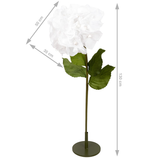 Hortensie artificiala D50xH130 cm alba cu tulpina gigant XXL fara suport