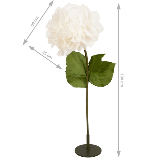 Hortensie artificiala D50xH130 cm ivory cu tulpina gigant XXL fara suport