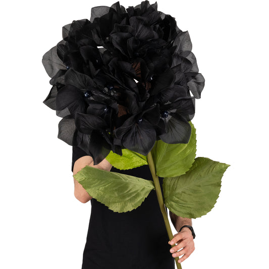 Hortensie artificiala D50xH130 cm neagra cu tulpina gigant XXL fara suport