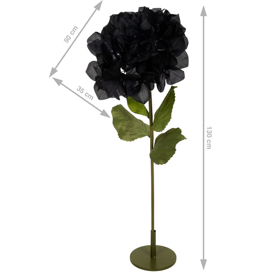 Hortensie artificiala D50xH130 cm neagra cu tulpina gigant XXL fara suport