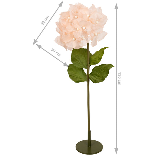 Hortensie artificiala D50xH130 cm piersica cu tulpina gigant XXL fara suport