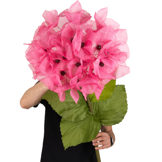 Hortensie artificiala D50xH130 cm roz cyclame cu tulpina gigant XXL fara suport