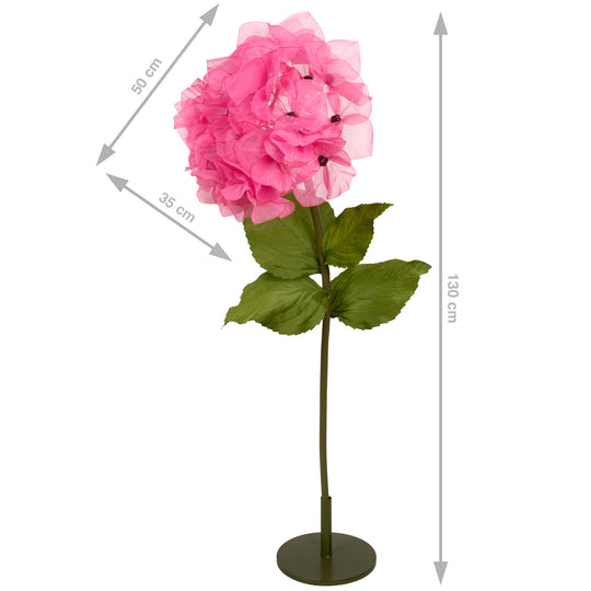 Hortensie artificiala D50xH130 cm roz cyclame cu tulpina gigant XXL fara suport