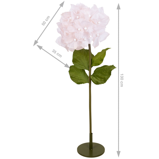 Hortensie artificiala D50xH130 cm roz pal cu tulpina gigant XXL fara suport