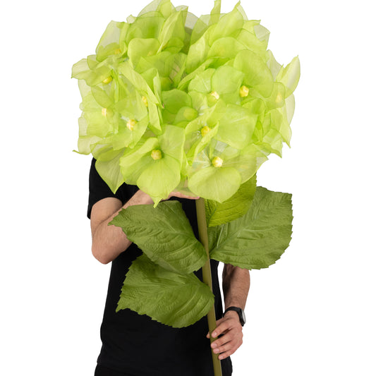 Hortensie artificiala D50xH130 cm verde cu tulpina gigant XXL fara suport