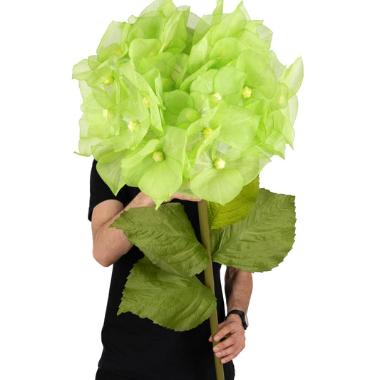 Hortensie artificiala D50xH130 cm verde cu tulpina gigant XXL fara suport