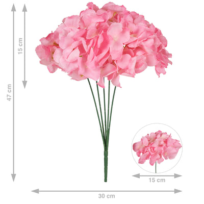 Hortensie artificiala cu 5 flori roz D30xH47cm