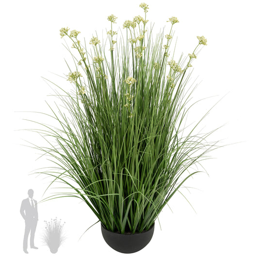 Iarba artificiala Onion 100 cm cu 18 flori de praz albe