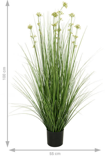 Iarba artificiala Onion 100 cm cu 8 flori de praz albe