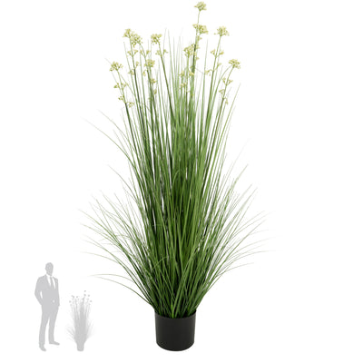 Iarba artificiala Onion 120 cm cu 10 flori de praz albe